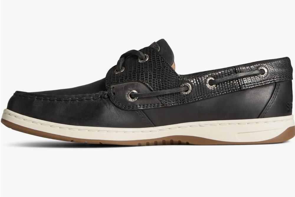 Sperry Women's Bluefish Boat Shoe, Black Reptile, 9 M